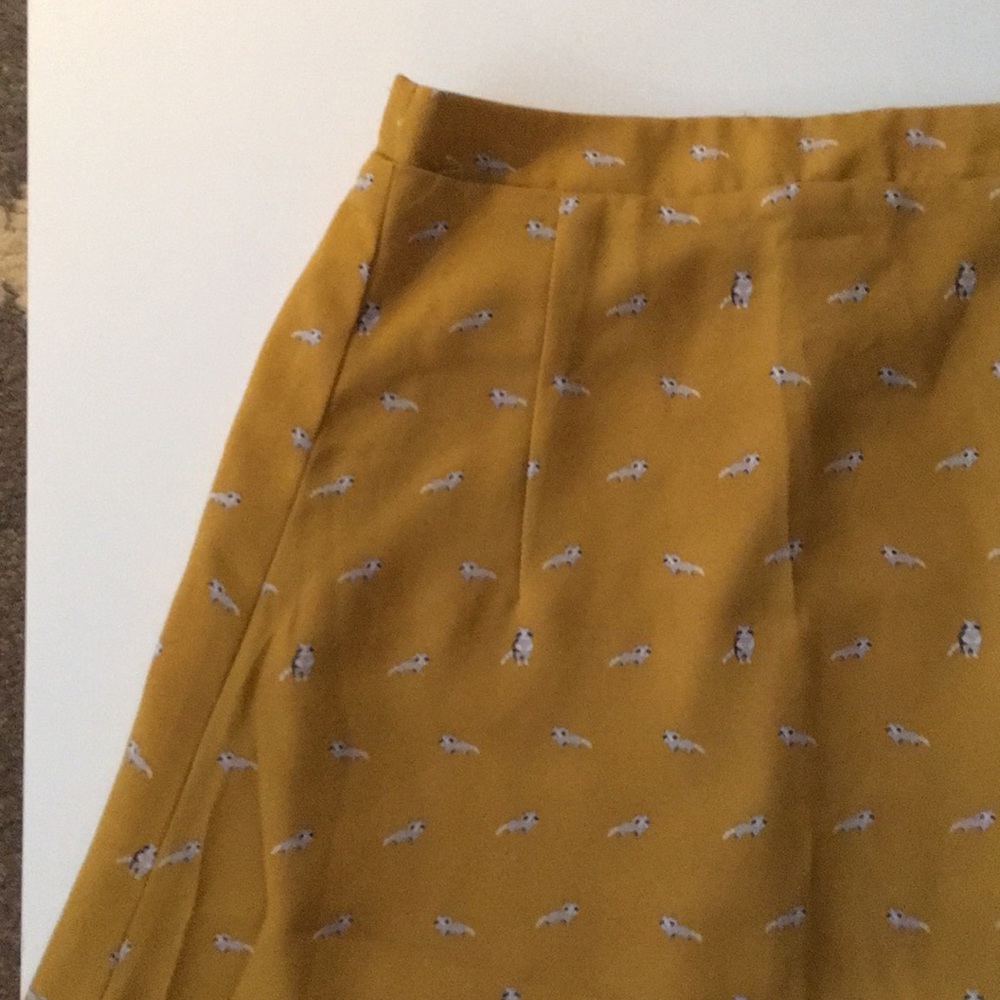 Raccoon printed mustard skirt